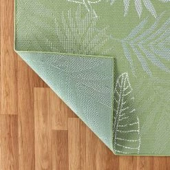 Green 5 ft. x 7 ft. Contemporary Floral Leaves Flatweave Waterproof Backyard Indoor/Outdoor Area Rug by World Rug Gallery -Shaw stor online green world rug gallery outdoor rugs 5002green5x7 66 1000