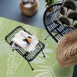 Green 5 ft. x 7 ft. Contemporary Floral Leaves Flatweave Waterproof Backyard Indoor/Outdoor Area Rug by World Rug Gallery -Shaw stor online green world rug gallery outdoor rugs 5002green5x7 fa 1000