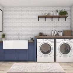 Distressed Boho Ivory 18 in. x 47 in. Anti-Fatigue Standing Mat by World Rug Gallery -Shaw stor online ivory world rug gallery kitchen mats 1006ivory18x47 4f 1000