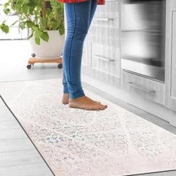 Distressed Boho Ivory 18 in. x 47 in. Anti-Fatigue Standing Mat by World Rug Gallery -Shaw stor online ivory world rug gallery kitchen mats 1006ivory18x47 c3 1000