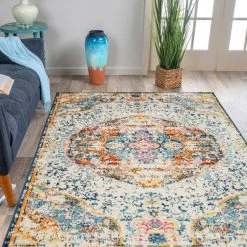 Boho Distressed Traditional Multi 5 ft. x 7 ft. Area Rug by World Rug Gallery -Shaw stor online multi world rug gallery area rugs 237multi5x7 31 1000