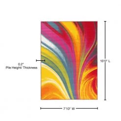 Contemporary Waves Non-Slip (Non-Skid) Multi 7 ft. 10 in. x 10 ft. Indoor Area Rug by World Rug Gallery -Shaw stor online multi world rug gallery area rugs 501multi8x10 76 1000