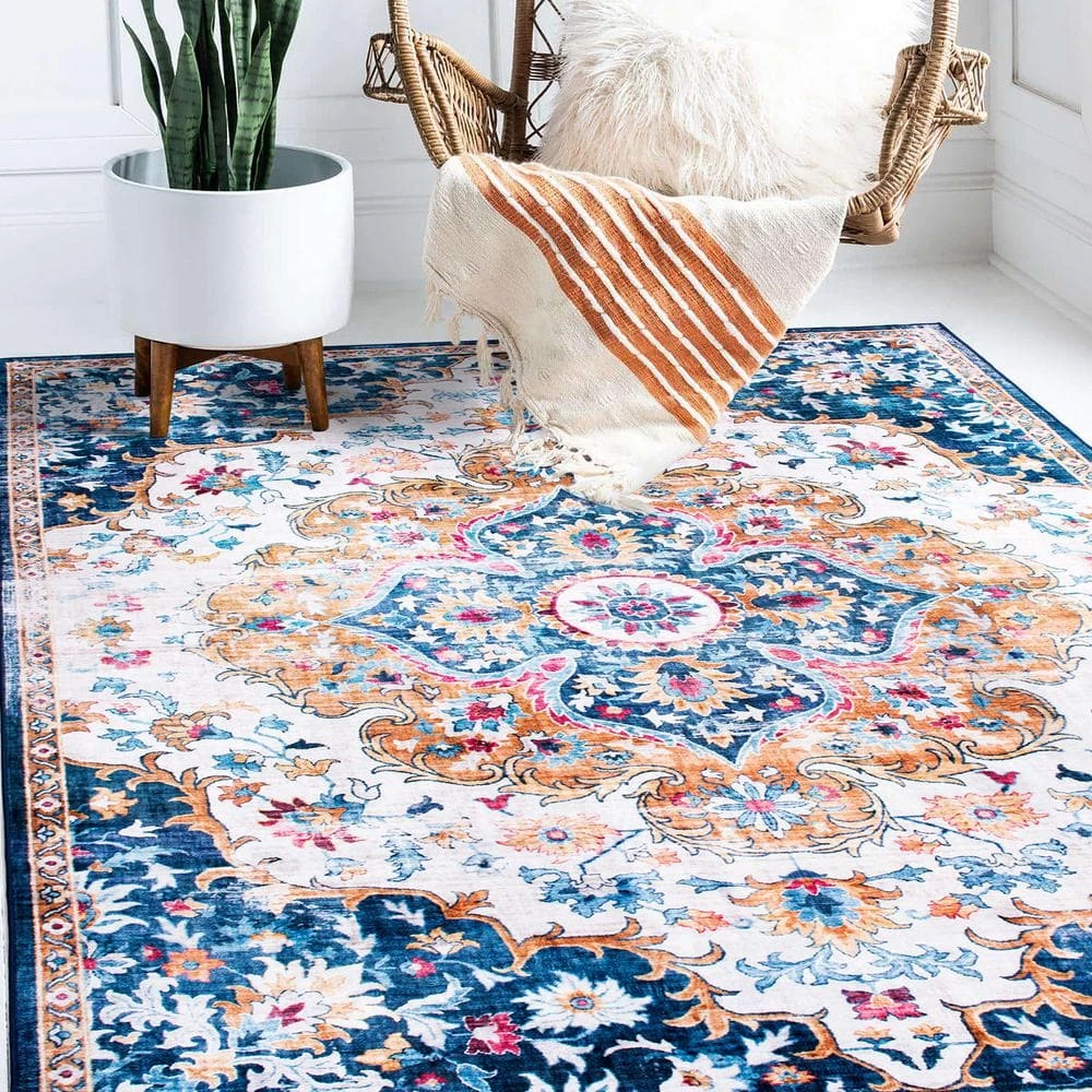 Multi 5 ft. x 7 ft. Bohemian Distressed Machine Washable Area Rug by World Rug Gallery 7 Multi 5 ft. x 7 ft. Bohemian Distressed Machine Washable Area Rug by World Rug Gallery - Image 7