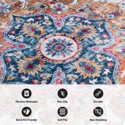 Multi 5 ft. x 7 ft. Bohemian Distressed Machine Washable Area Rug by World Rug Gallery 12 Multi 5 ft. x 7 ft. Bohemian Distressed Machine Washable Area Rug by World Rug Gallery -Shaw stor online multi world rug gallery area rugs 7021multi5x7 4f 1000