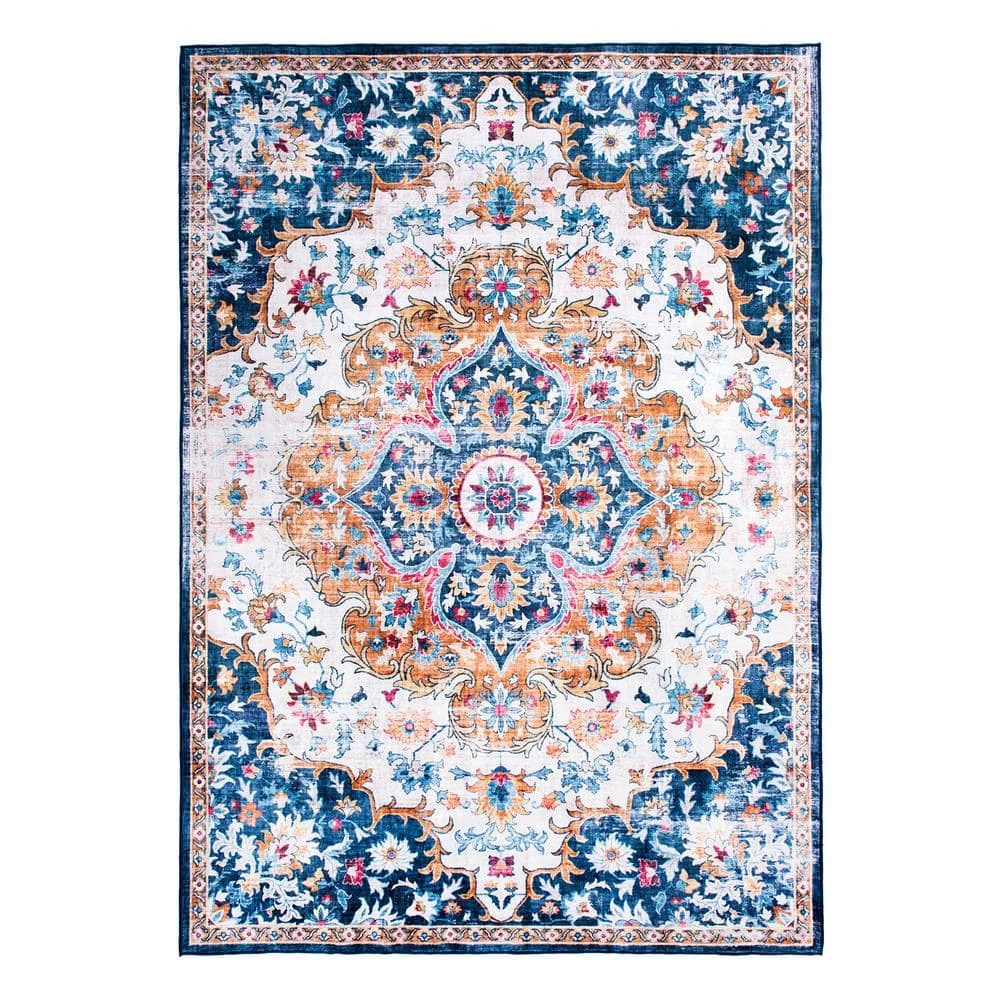 Multi 5 ft. x 7 ft. Bohemian Distressed Machine Washable Area Rug by World Rug Gallery 1 Multi 5 ft. x 7 ft. Bohemian Distressed Machine Washable Area Rug by World Rug Gallery