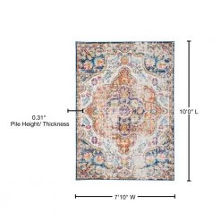 Vintage Distressed Bohemian 7 ft. 10 in. x 10 ft. Multi Area Rug by World Rug Gallery -Shaw stor online multi world rug gallery area rugs mon836multi8x10 76 1000