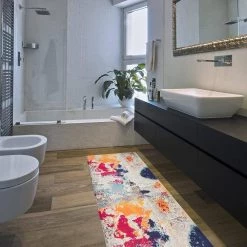 Multi Modern Abstract 18 in. x 47 in. Anti Fatigue Standing Mat by World Rug Gallery -Shaw stor online multi world rug gallery kitchen mats 791multi18x47 4f 1000