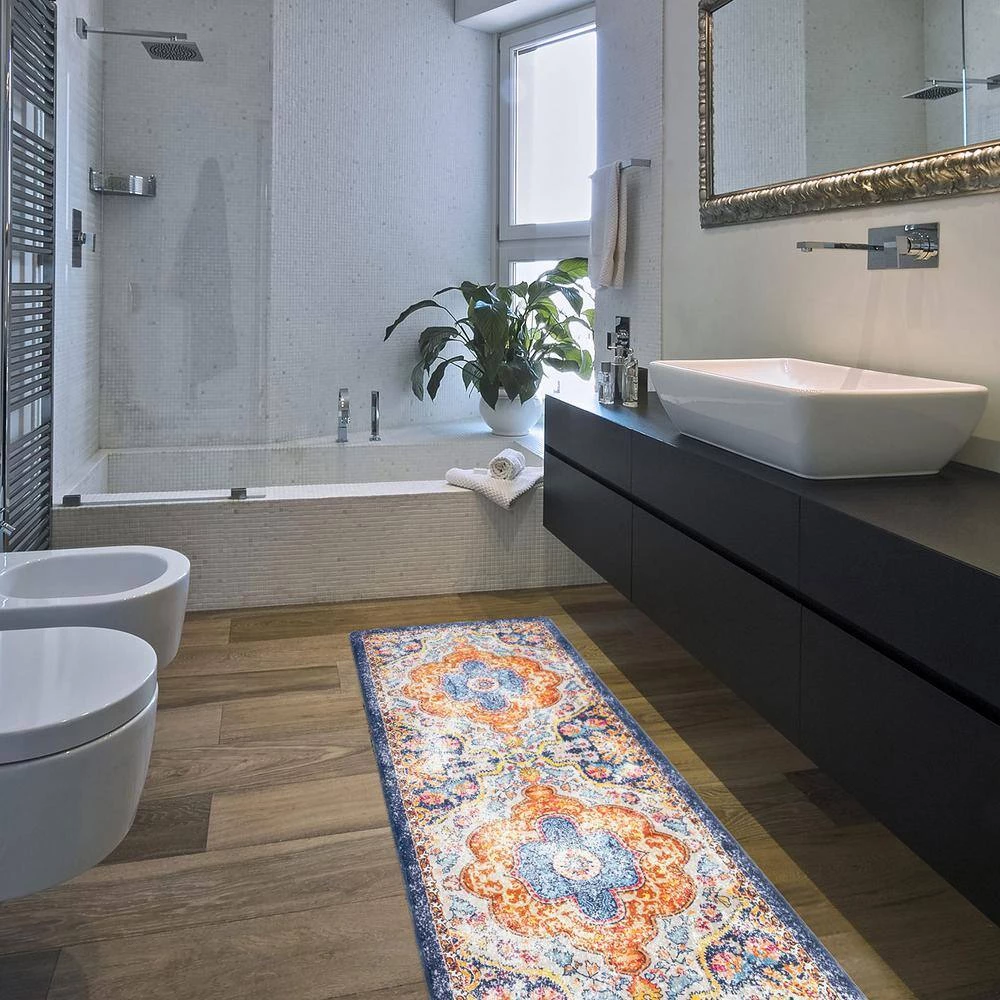 Multi Distressed Bohemian Vintage 18 in. x 47 in. Anti Fatigue Standing Mat by World Rug Gallery 5 Multi Distressed Bohemian Vintage 18 in. x 47 in. Anti Fatigue Standing Mat by World Rug Gallery - Image 5