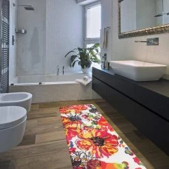 Multi 18 in. x 47 in. Modern Bright Flowers Anti Fatigue Standing Mat by World Rug Gallery -Shaw stor online multi world rug gallery kitchen mats 996multi18x47 4f 1000