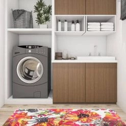 Multi 18 in. x 47 in. Modern Bright Flowers Anti Fatigue Standing Mat by World Rug Gallery -Shaw stor online multi world rug gallery kitchen mats 996multi18x47 c3 1000