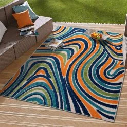 Modern Waves Multi 5 ft. x 7 ft. Indoor/Outdoor Area Rug by World Rug Gallery 17 Modern Waves Multi 5 ft. x 7 ft. Indoor/Outdoor Area Rug by World Rug Gallery -Shaw stor online multi world rug gallery outdoor rugs 8010multi5x7 31 1000