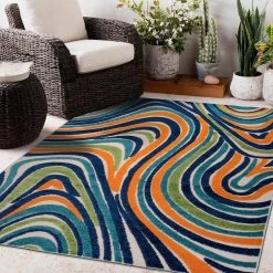 Modern Waves Multi 5 ft. x 7 ft. Indoor/Outdoor Area Rug by World Rug Gallery 13 Modern Waves Multi 5 ft. x 7 ft. Indoor/Outdoor Area Rug by World Rug Gallery -Shaw stor online multi world rug gallery outdoor rugs 8010multi5x7 4f 1000