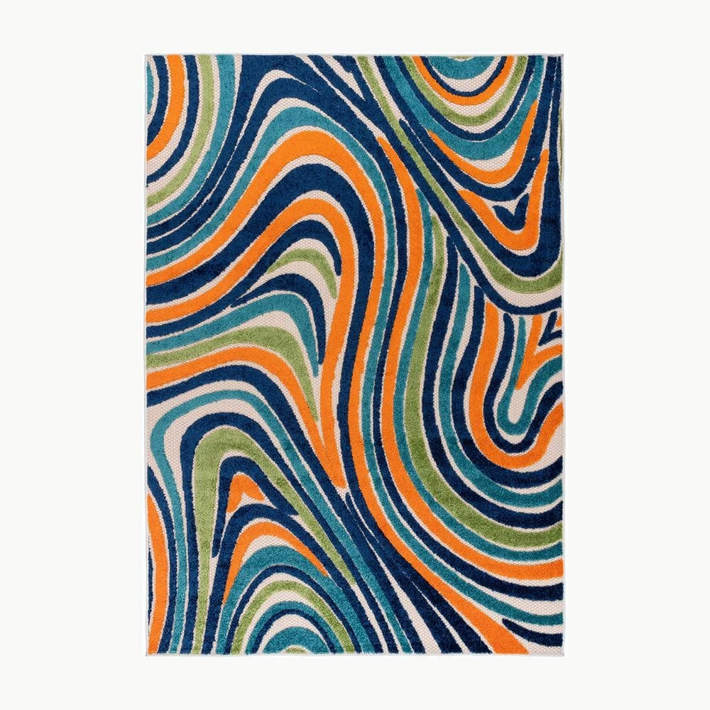 Modern Waves Multi 5 ft. x 7 ft. Indoor/Outdoor Area Rug by World Rug Gallery 1 Modern Waves Multi 5 ft. x 7 ft. Indoor/Outdoor Area Rug by World Rug Gallery
