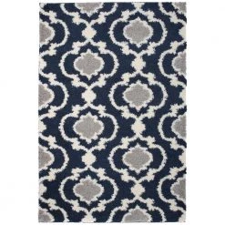 Moroccan Trellis Cozy Shag Navy 7 ft. 10 in. x 10 ft. Indoor Area Rug by World Rug Gallery