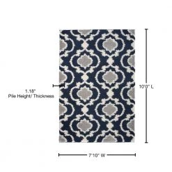 Moroccan Trellis Cozy Shag Navy 7 ft. 10 in. x 10 ft. Indoor Area Rug by World Rug Gallery -Shaw stor online navy world rug gallery area rugs 2525navy8x10 76 1000