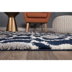 Moroccan Trellis Cozy Shag Navy 7 ft. 10 in. x 10 ft. Indoor Area Rug by World Rug Gallery -Shaw stor online navy world rug gallery area rugs 2525navy8x10 c3 1000