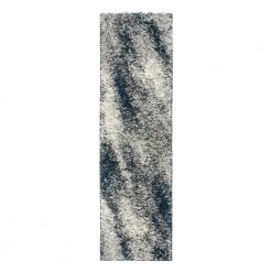 Navy 2 ft. x 7 ft. Modern Distressed Ombre Plush Shag Runner Rug by World Rug Gallery