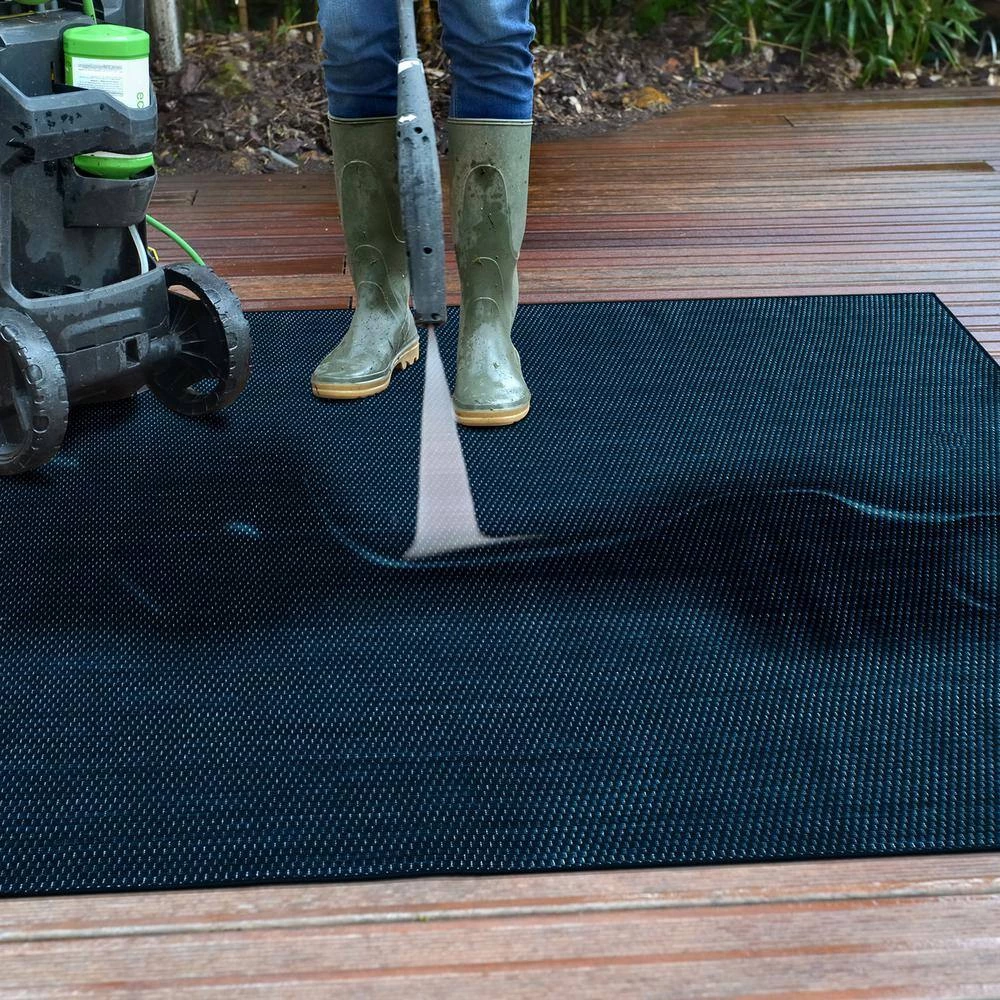 Navy 5 ft. x 7 ft. Solid Flatweave Waterproof Backyard Indoor/Outdoor Area Rug by World Rug Gallery 7 Navy 5 ft. x 7 ft. Solid Flatweave Waterproof Backyard Indoor/Outdoor Area Rug by World Rug Gallery - Image 7