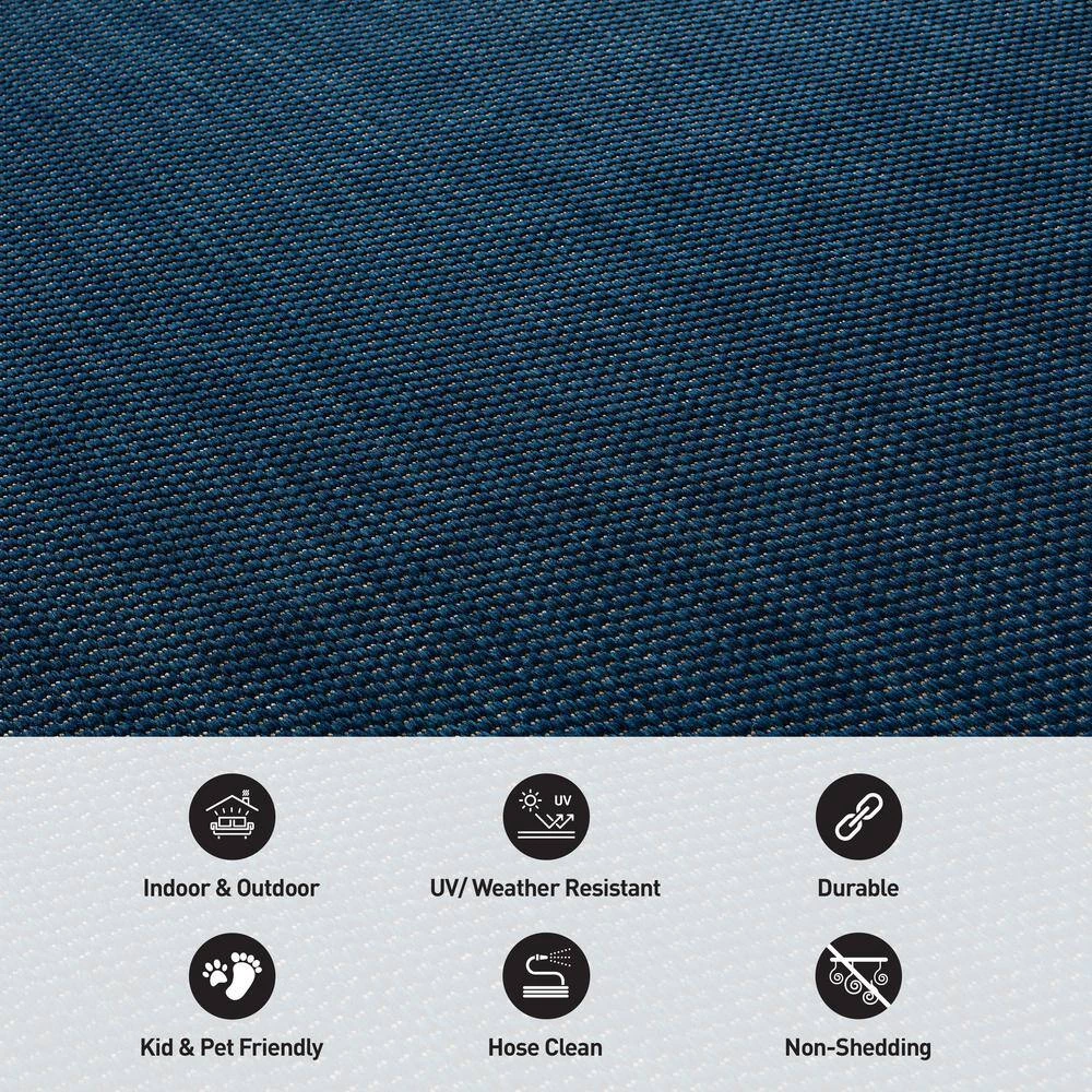Navy 5 ft. x 7 ft. Solid Flatweave Waterproof Backyard Indoor/Outdoor Area Rug by World Rug Gallery 6 Navy 5 ft. x 7 ft. Solid Flatweave Waterproof Backyard Indoor/Outdoor Area Rug by World Rug Gallery - Image 6