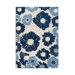 Palermo Navy 7 ft. 10 in. x 10 ft. Modern Floral Flowers Indoor/Outdoor Area Rug by World Rug Gallery