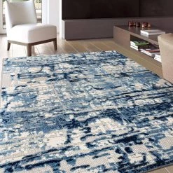 Navy 7 ft. 10 in. x 10 ft. Contemporary Distressed Abstract Indoor/Outdoor Area Rug by World Rug Gallery -Shaw stor online navy world rug gallery outdoor rugs 8027navy8x10 1f 1000
