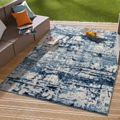 Navy 7 ft. 10 in. x 10 ft. Contemporary Distressed Abstract Indoor/Outdoor Area Rug by World Rug Gallery -Shaw stor online navy world rug gallery outdoor rugs 8027navy8x10 31 1000