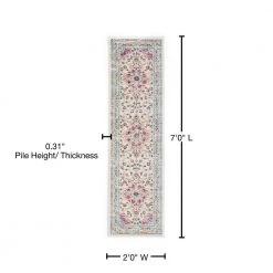 Traditional Persian 2 ft. x 7 ft. Pink Runner Rug by World Rug Gallery -Shaw stor online pink world rug gallery area rugs mon833pink2x7 76 1000