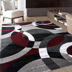 Modern Abstract Circles Red 9 ft. x 12 ft. Indoor Area Rug by World Rug Gallery -Shaw stor online red world rug gallery area rugs 105red9x12 31 1000