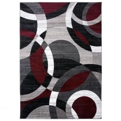 Modern Abstract Circles Red 9 ft. x 12 ft. Indoor Area Rug by World Rug Gallery