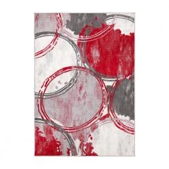 Red 5 ft. x 7 ft. Contemporary Modern Circles Area Rug by World Rug Gallery