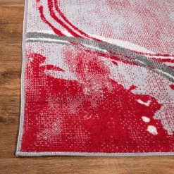 Red 5 ft. x 7 ft. Contemporary Modern Circles Area Rug by World Rug Gallery -Shaw stor online red world rug gallery area rugs 2064red5x7 fa 1000