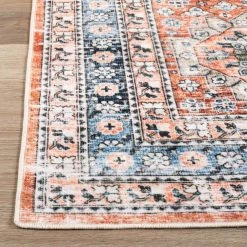 Rust 5 ft. x 7 ft. Distressed Traditional Machine Washable Area Rug by World Rug Gallery -Shaw stor online rust world rug gallery area rugs 7026rust5x7 1f 1000
