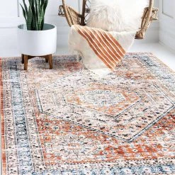 Rust 5 ft. x 7 ft. Distressed Traditional Machine Washable Area Rug by World Rug Gallery -Shaw stor online rust world rug gallery area rugs 7026rust5x7 44 1000