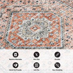 Rust 5 ft. x 7 ft. Distressed Traditional Machine Washable Area Rug by World Rug Gallery -Shaw stor online rust world rug gallery area rugs 7026rust5x7 4f 1000