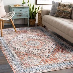 Rust 5 ft. x 7 ft. Distressed Traditional Machine Washable Area Rug by World Rug Gallery -Shaw stor online rust world rug gallery area rugs 7026rust5x7 c3 1000