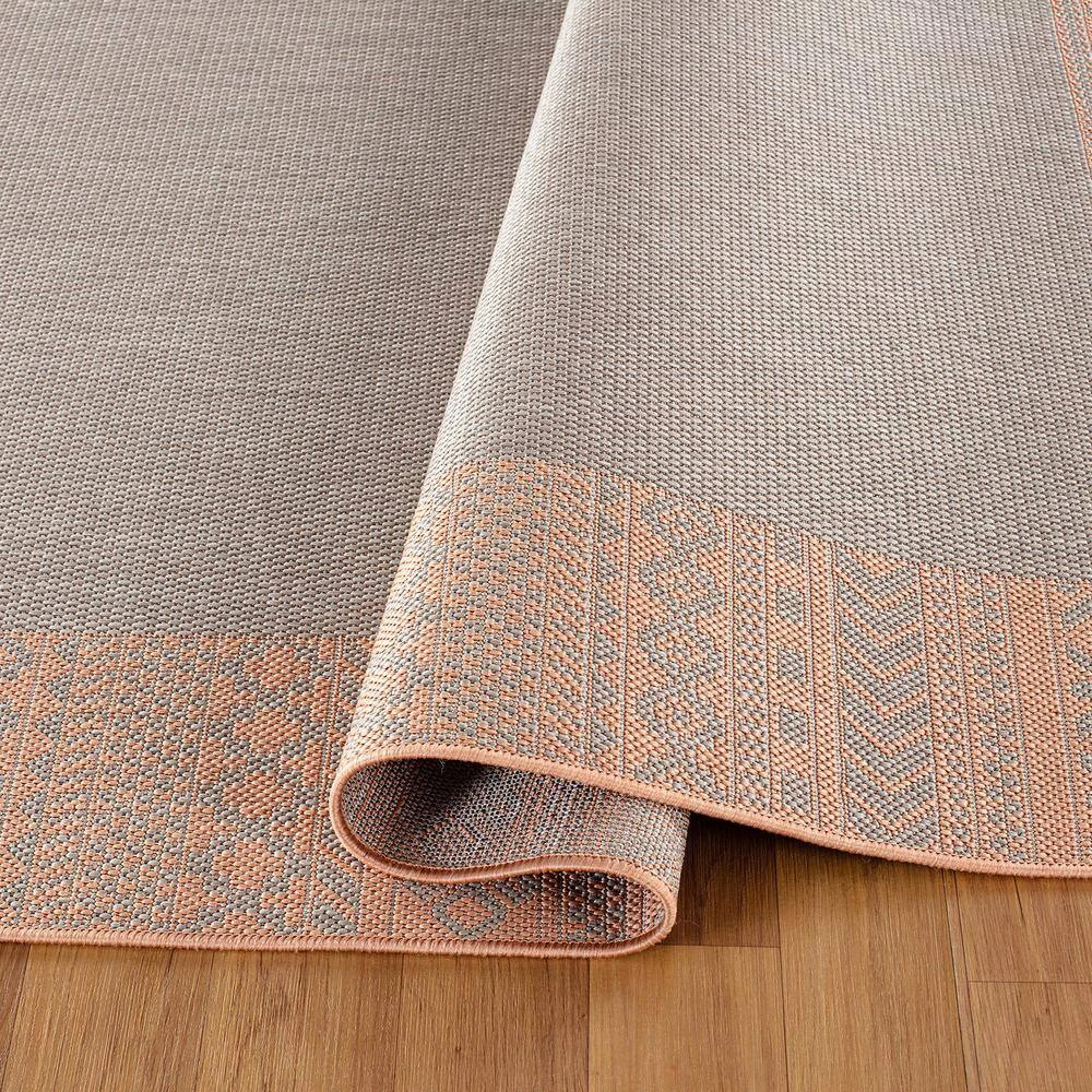 Rust 7 ft. 10 in. x 10 ft. Bohemian Bordered Flatweave Waterproof Backyard Indoor/Outdoor Area Rug by World Rug Gallery 3 Rust 7 ft. 10 in. x 10 ft. Bohemian Bordered Flatweave Waterproof Backyard Indoor/Outdoor Area Rug by World Rug Gallery - Image 3