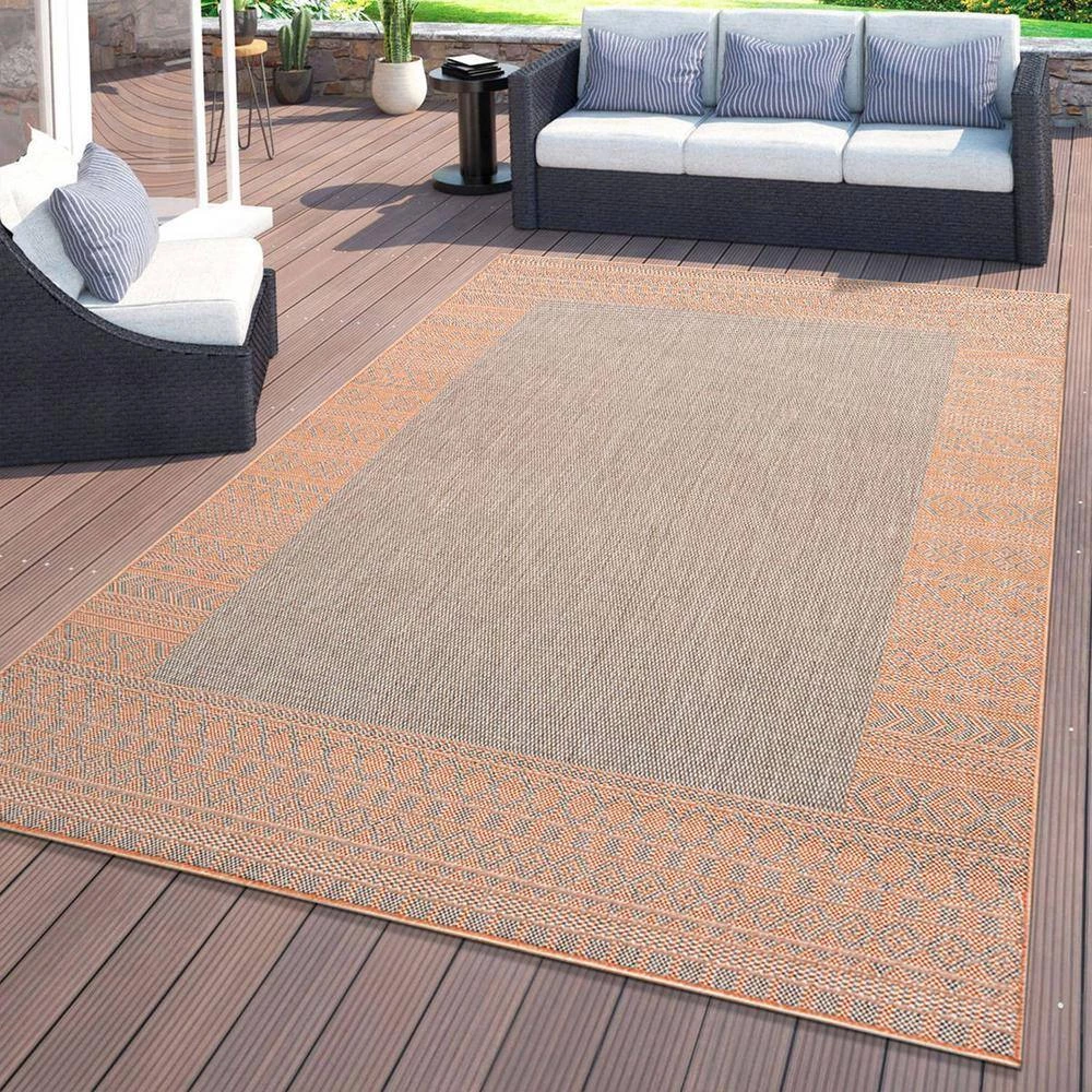 Rust 7 ft. 10 in. x 10 ft. Bohemian Bordered Flatweave Waterproof Backyard Indoor/Outdoor Area Rug by World Rug Gallery 10 Rust 7 ft. 10 in. x 10 ft. Bohemian Bordered Flatweave Waterproof Backyard Indoor/Outdoor Area Rug by World Rug Gallery - Image 10