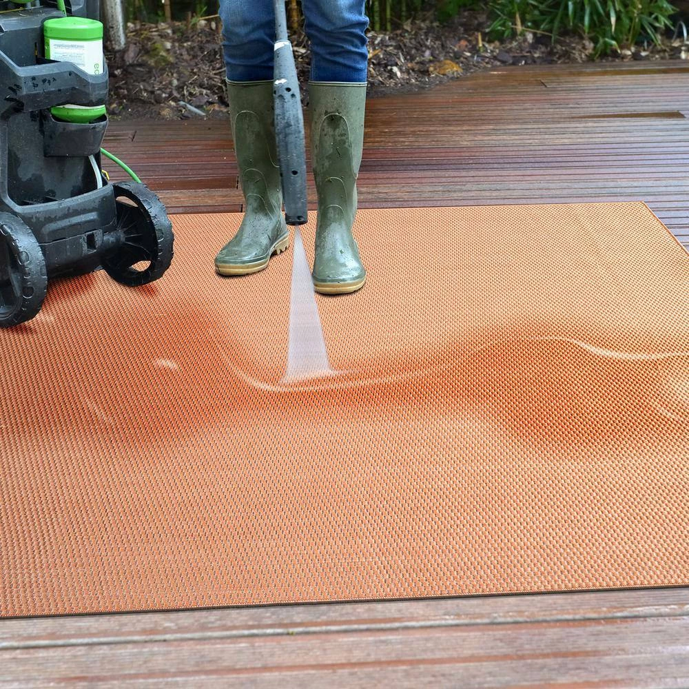 Rust 5 ft. x 7 ft. Solid Flatweave Indoor/Outdoor Area Rug by World Rug Gallery 7 Rust 5 ft. x 7 ft. Solid Flatweave Indoor/Outdoor Area Rug by World Rug Gallery - Image 7