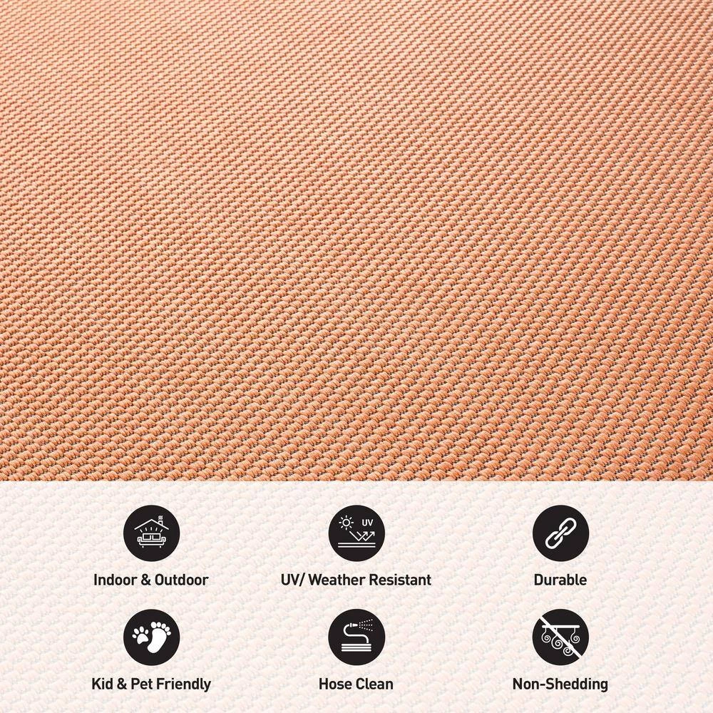 Rust 5 ft. x 7 ft. Solid Flatweave Indoor/Outdoor Area Rug by World Rug Gallery 6 Rust 5 ft. x 7 ft. Solid Flatweave Indoor/Outdoor Area Rug by World Rug Gallery - Image 6