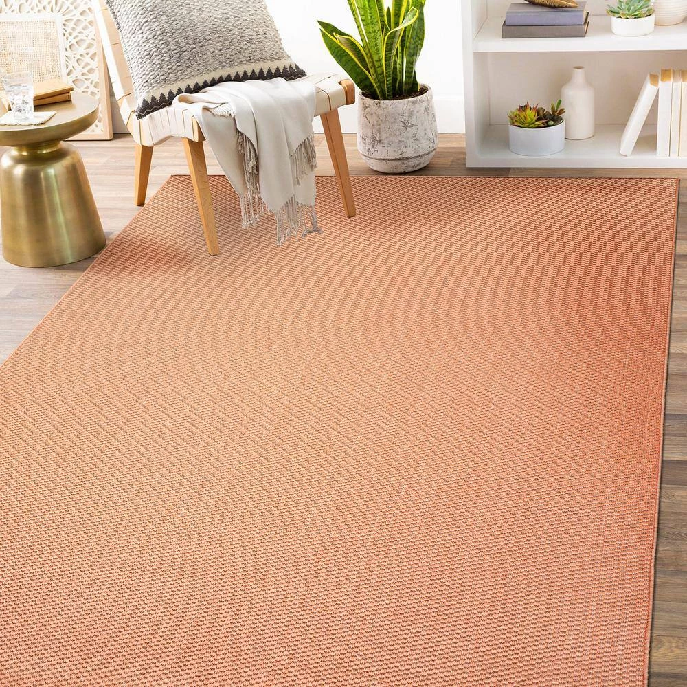 Rust 5 ft. x 7 ft. Solid Flatweave Indoor/Outdoor Area Rug by World Rug Gallery 9 Rust 5 ft. x 7 ft. Solid Flatweave Indoor/Outdoor Area Rug by World Rug Gallery - Image 9