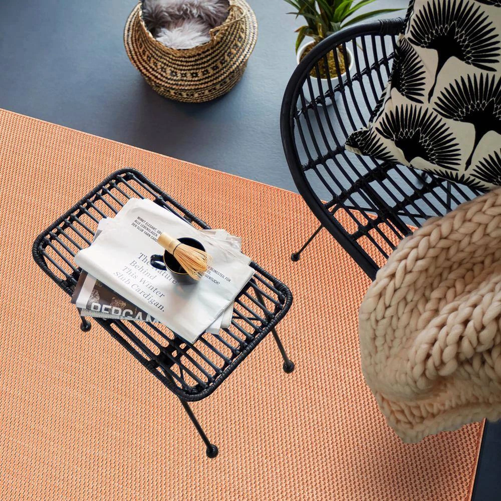 Rust 5 ft. x 7 ft. Solid Flatweave Indoor/Outdoor Area Rug by World Rug Gallery 8 Rust 5 ft. x 7 ft. Solid Flatweave Indoor/Outdoor Area Rug by World Rug Gallery - Image 8