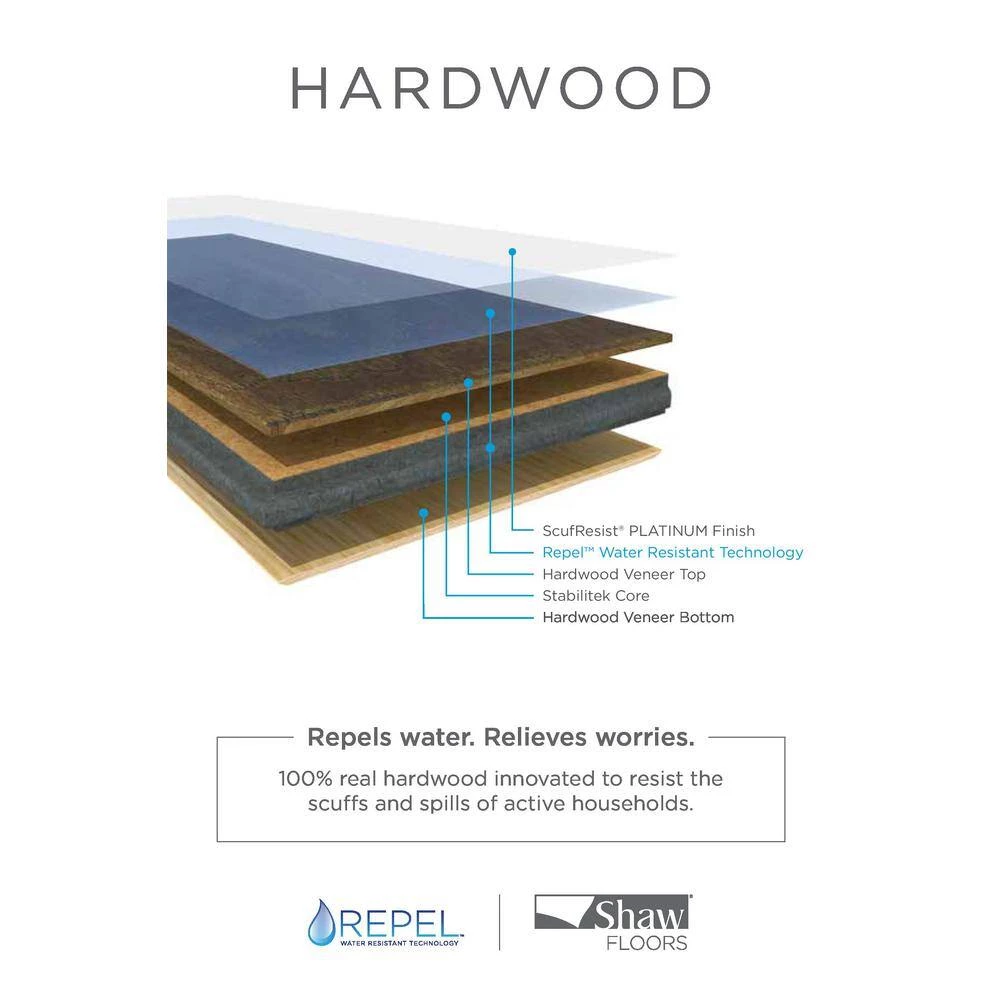 Valor Hickory 6-3/8 in. W Scallion Engineered Water Resistant Hardwood Flooring (25.4 sq. ft./case) by Shaw 7 Valor Hickory 6-3/8 in. W Scallion Engineered Water Resistant Hardwood Flooring (25.4 sq. ft./case) by Shaw - Image 7