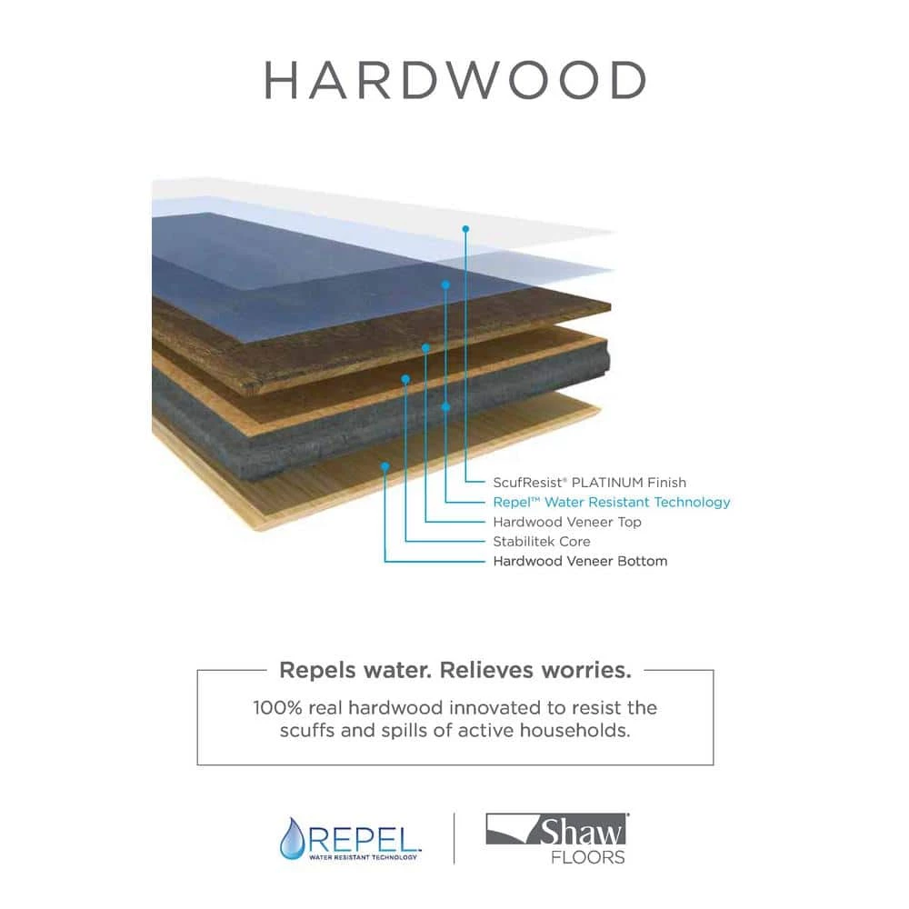 Hampshire 6-3/8 in. W Weathered Engineered Hickory Water Resistant Hardwood Flooring (30.48 sq. ft./case) by Shaw 7 Hampshire 6-3/8 in. W Weathered Engineered Hickory Water Resistant Hardwood Flooring (30.48 sq. ft./case) by Shaw - Image 7