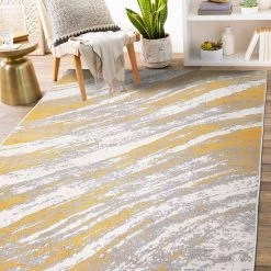 Yellow 7 ft. 10 in. x 10 ft. Modern Abstract Swirl Area Rug by World Rug Gallery -Shaw stor online yellow world rug gallery area rugs 2055yellow8x10 31 1000