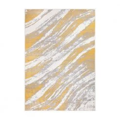 Yellow 7 ft. 10 in. x 10 ft. Modern Abstract Swirl Area Rug by World Rug Gallery