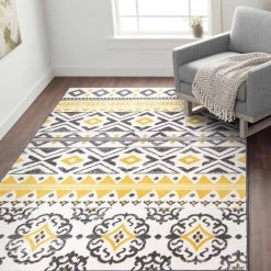 Yellow 7 ft. 10 in. x 10 ft. Distressed Boho Geometric Area Rug by World Rug Gallery 14 Yellow 7 ft. 10 in. x 10 ft. Distressed Boho Geometric Area Rug by World Rug Gallery -Shaw stor online yellow world rug gallery area rugs 2078yellow8x10 1f 1000
