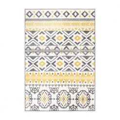 Yellow 7 ft. 10 in. x 10 ft. Distressed Boho Geometric Area Rug by World Rug Gallery