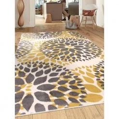 Modern Contemporary Floral Circles Yellow 5 ft. x 7 ft. Indoor Area Rug by World Rug Gallery 9 Modern Contemporary Floral Circles Yellow 5 ft. x 7 ft. Indoor Area Rug by World Rug Gallery -Shaw stor online yellow world rug gallery area rugs 9099yellow5x8 31 1000